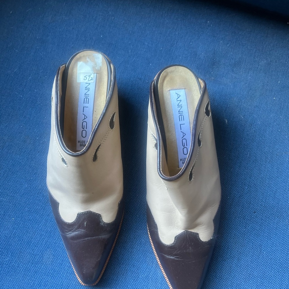Cream and Brown Women's Mules - Picture 1 of 2